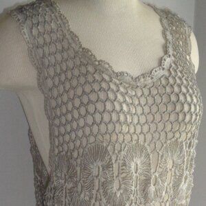 India Boutique Sleeveless Fringed Crochet Tank or Cover Up